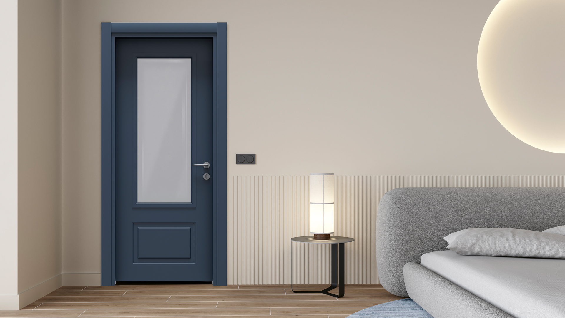 Style Belize Mavi Camlı Kapı