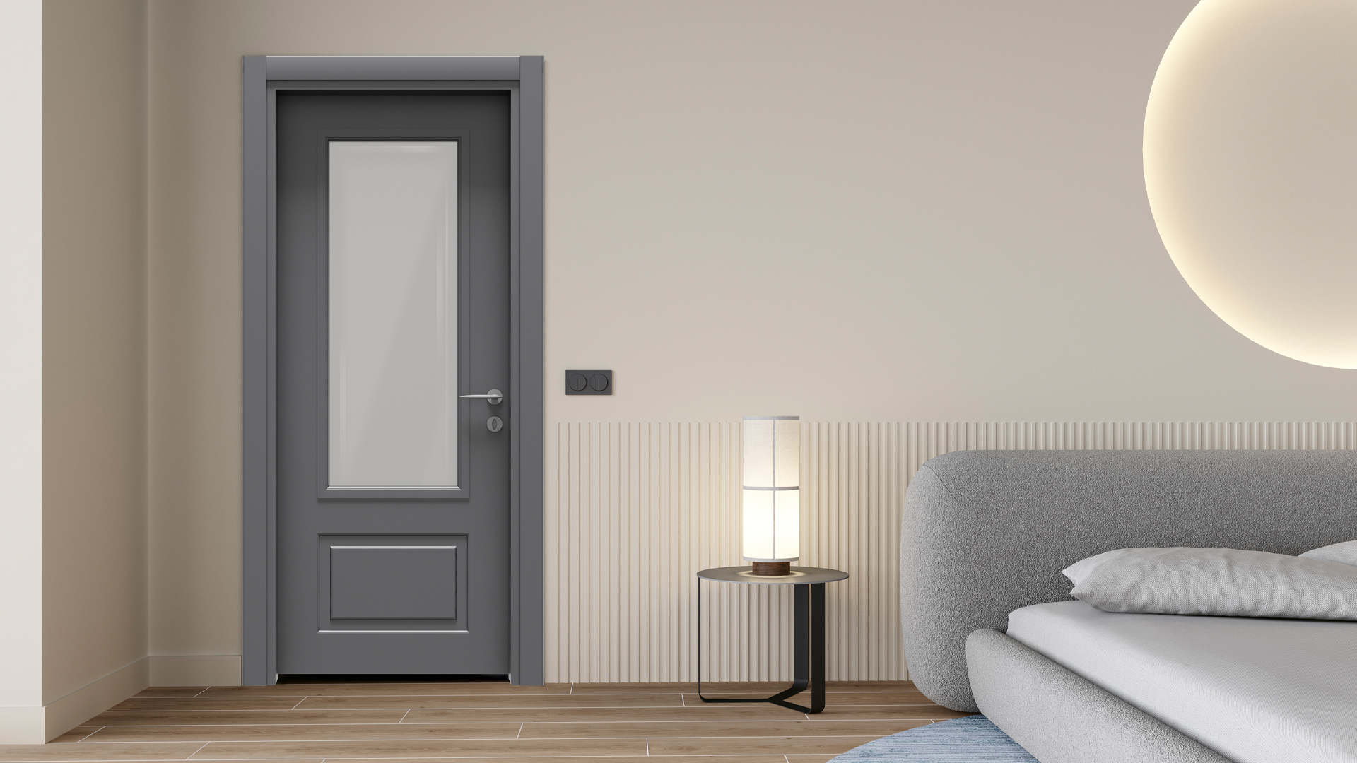 Style Modern Antrasıt Camlı Kapı