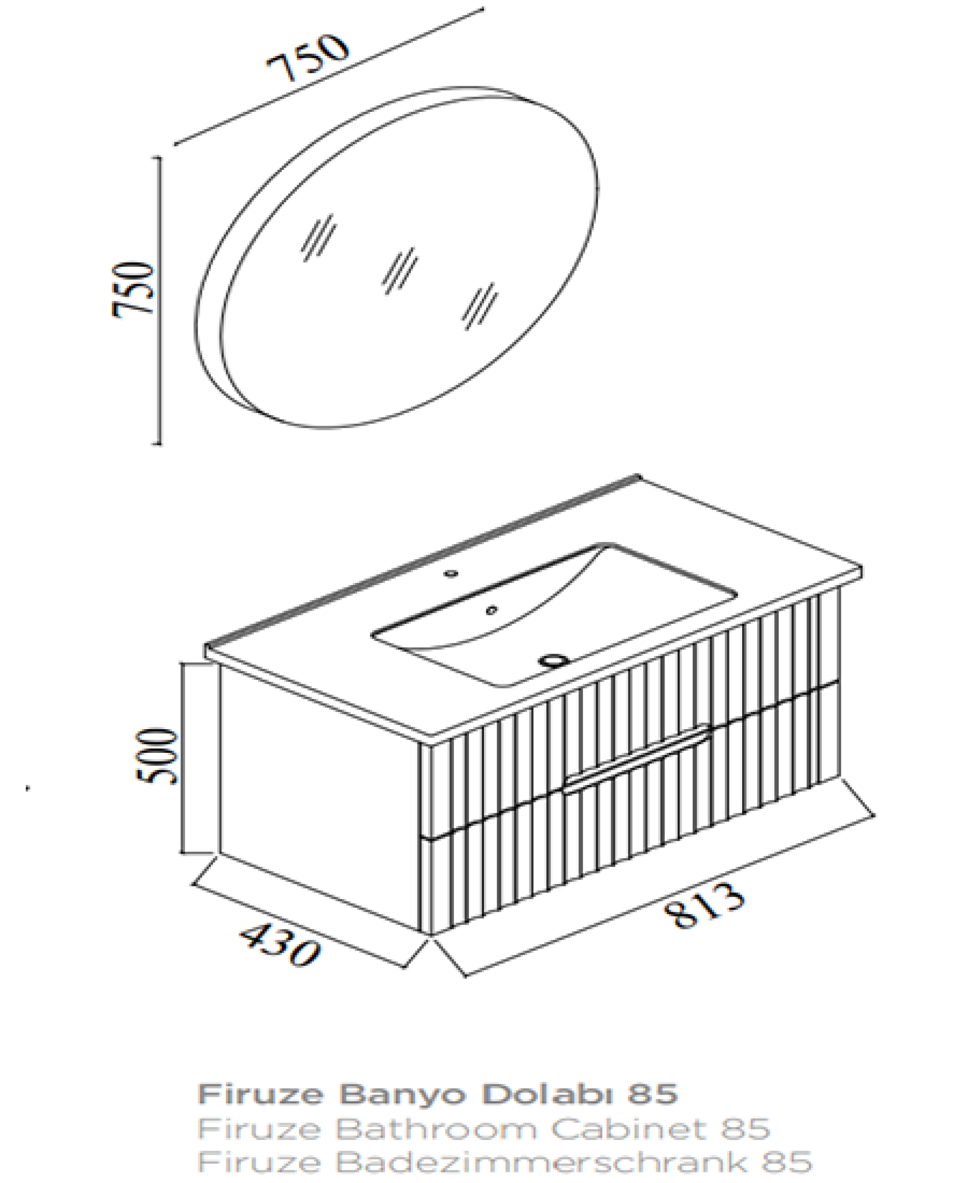 Firuze Banyo Dolabı