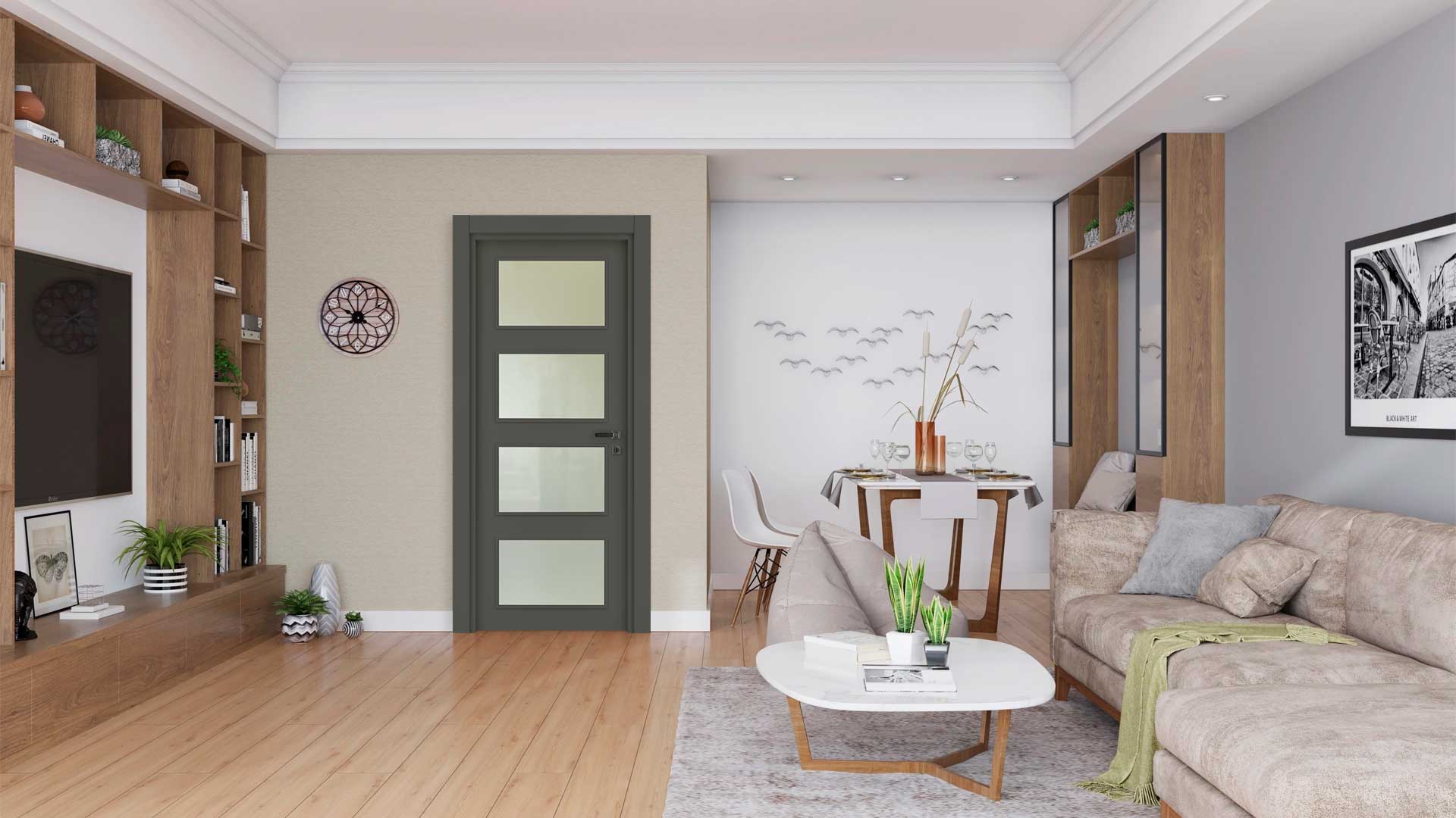 Vda-05 Modern Antrasit Camlı Kapı