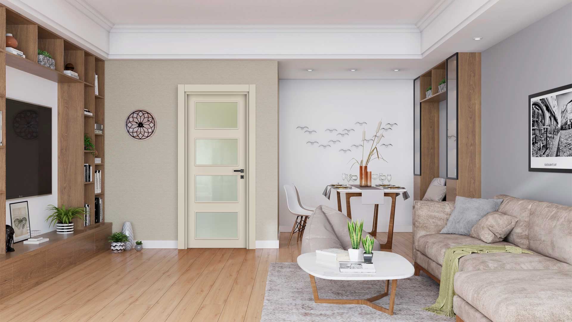 Vda-05 Soft Bej Camlı Kapı