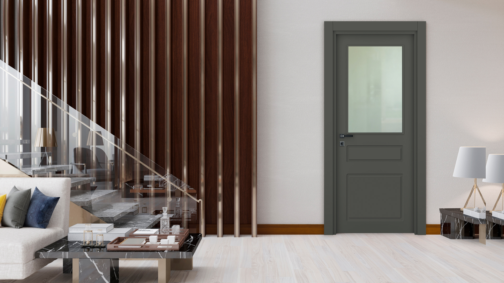 Vda-06 Modern Antrasit Camlı Kapı