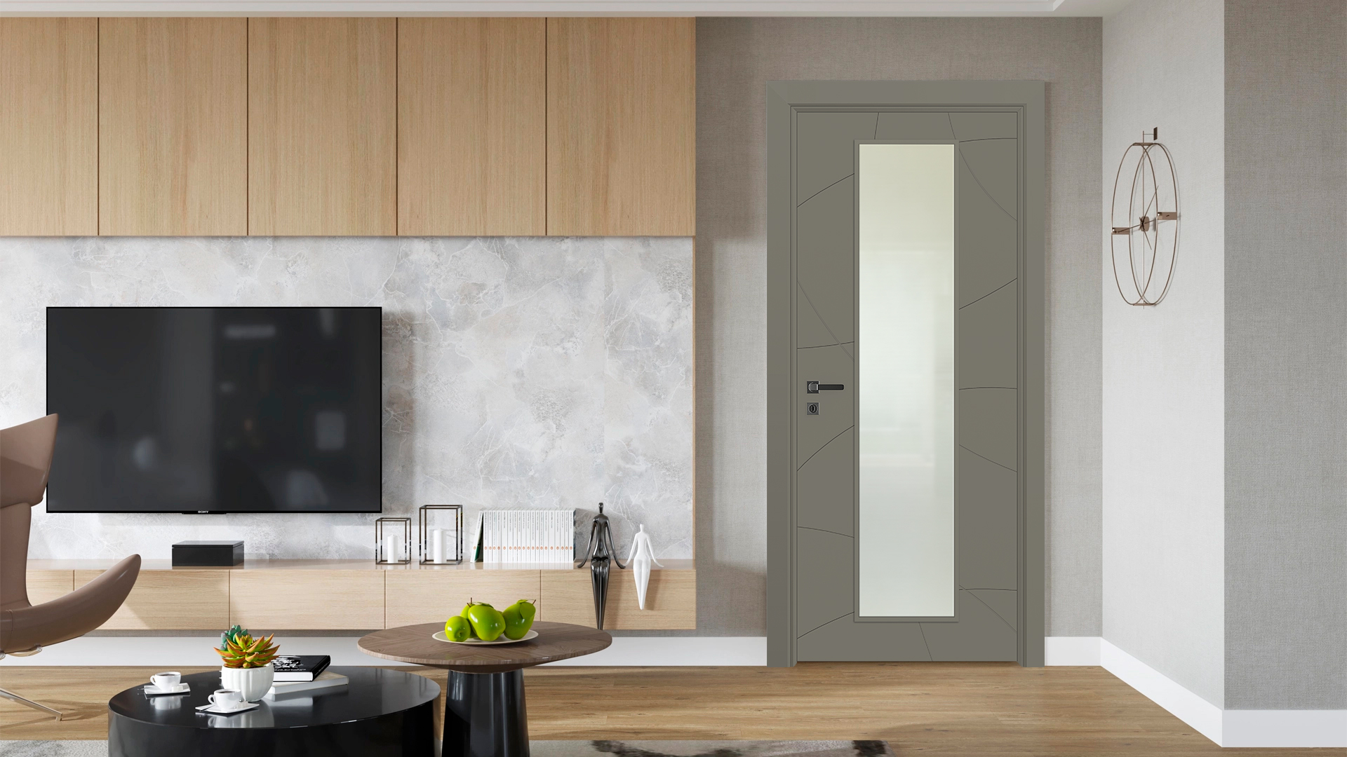 Vda-100 Haki Gri Camlı Kapı