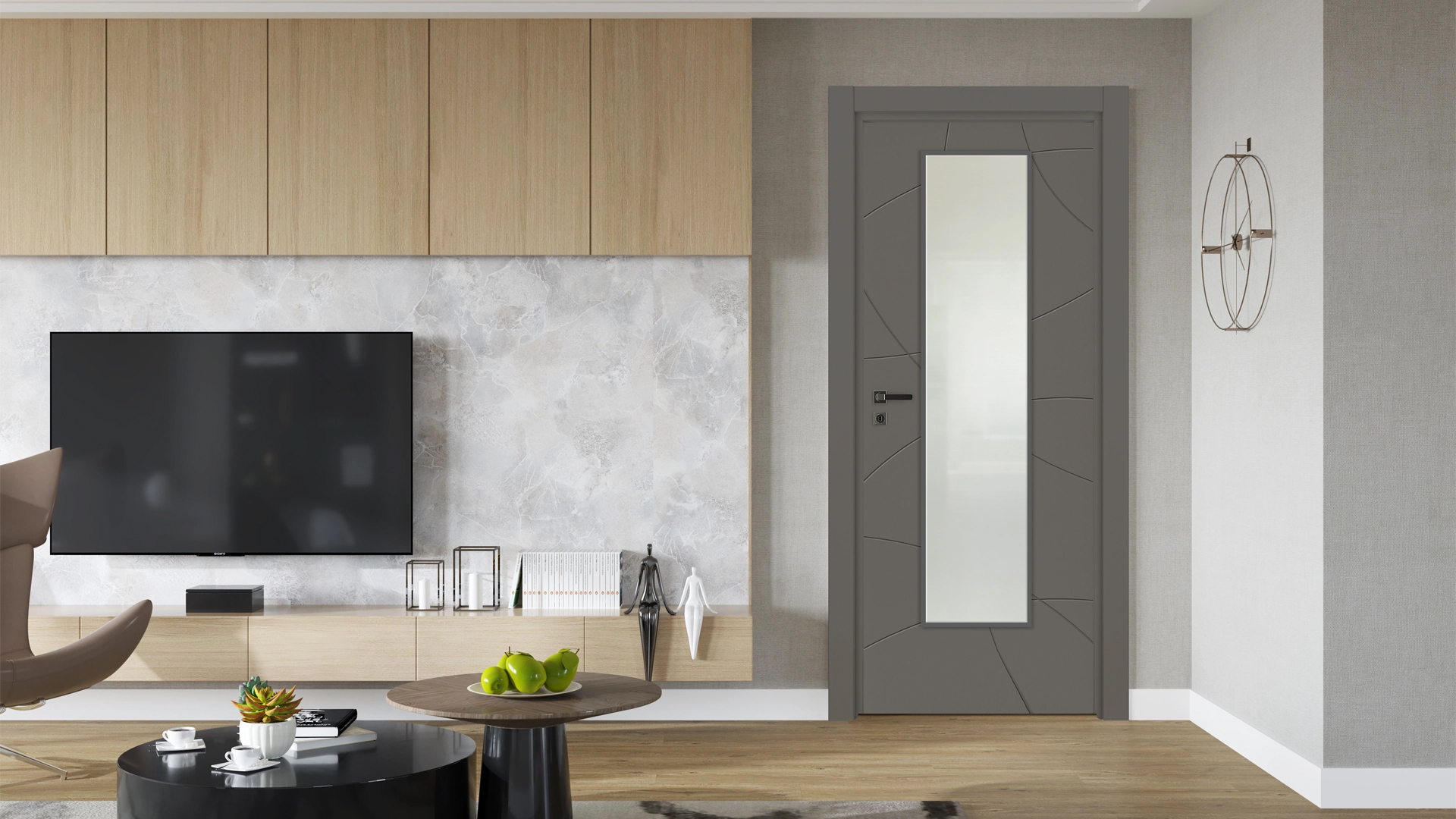 Vda-100 Modern Antrasit Camlı Kapı