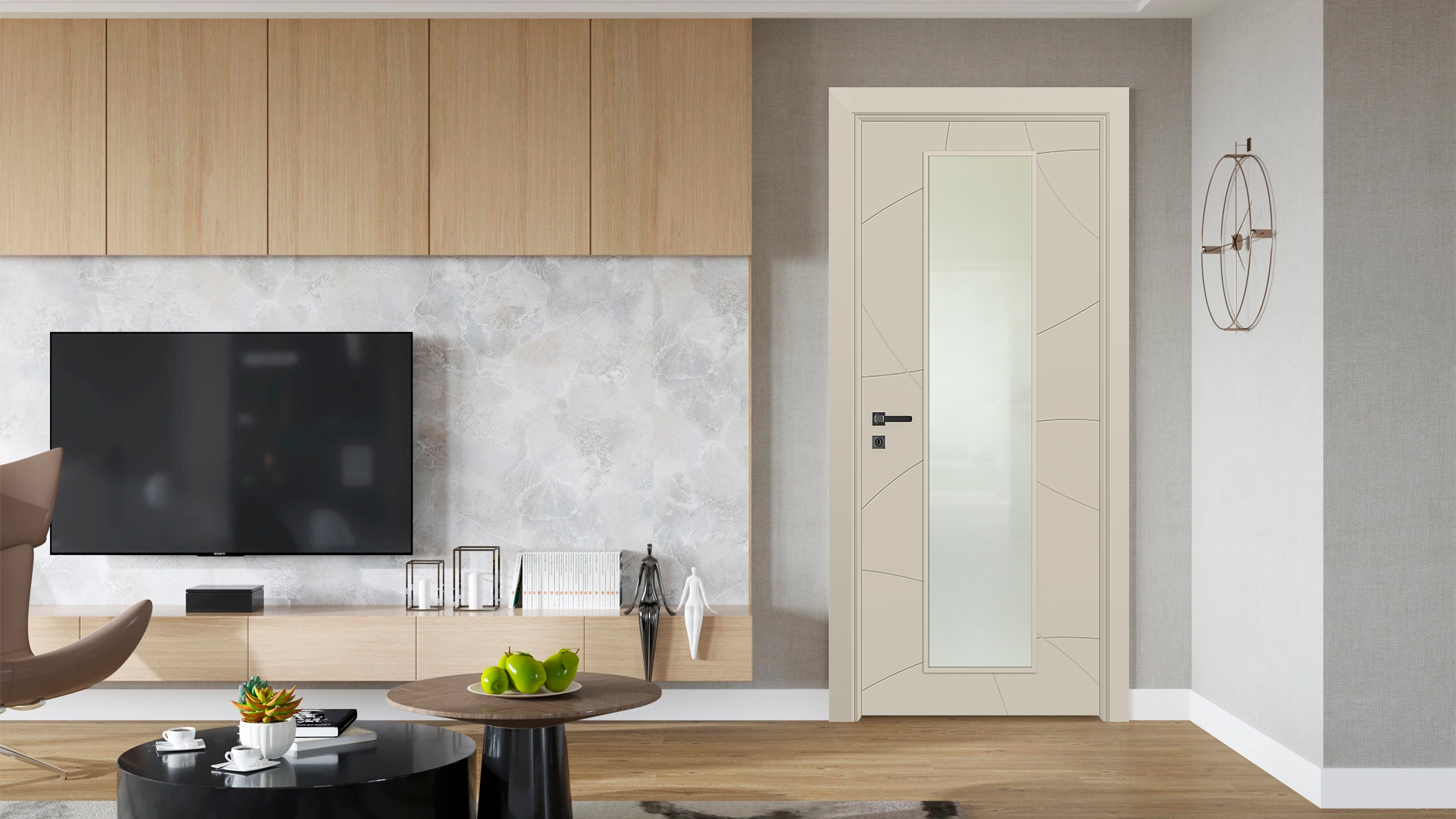 Vda-100 Soft Bej Camlı Kapı