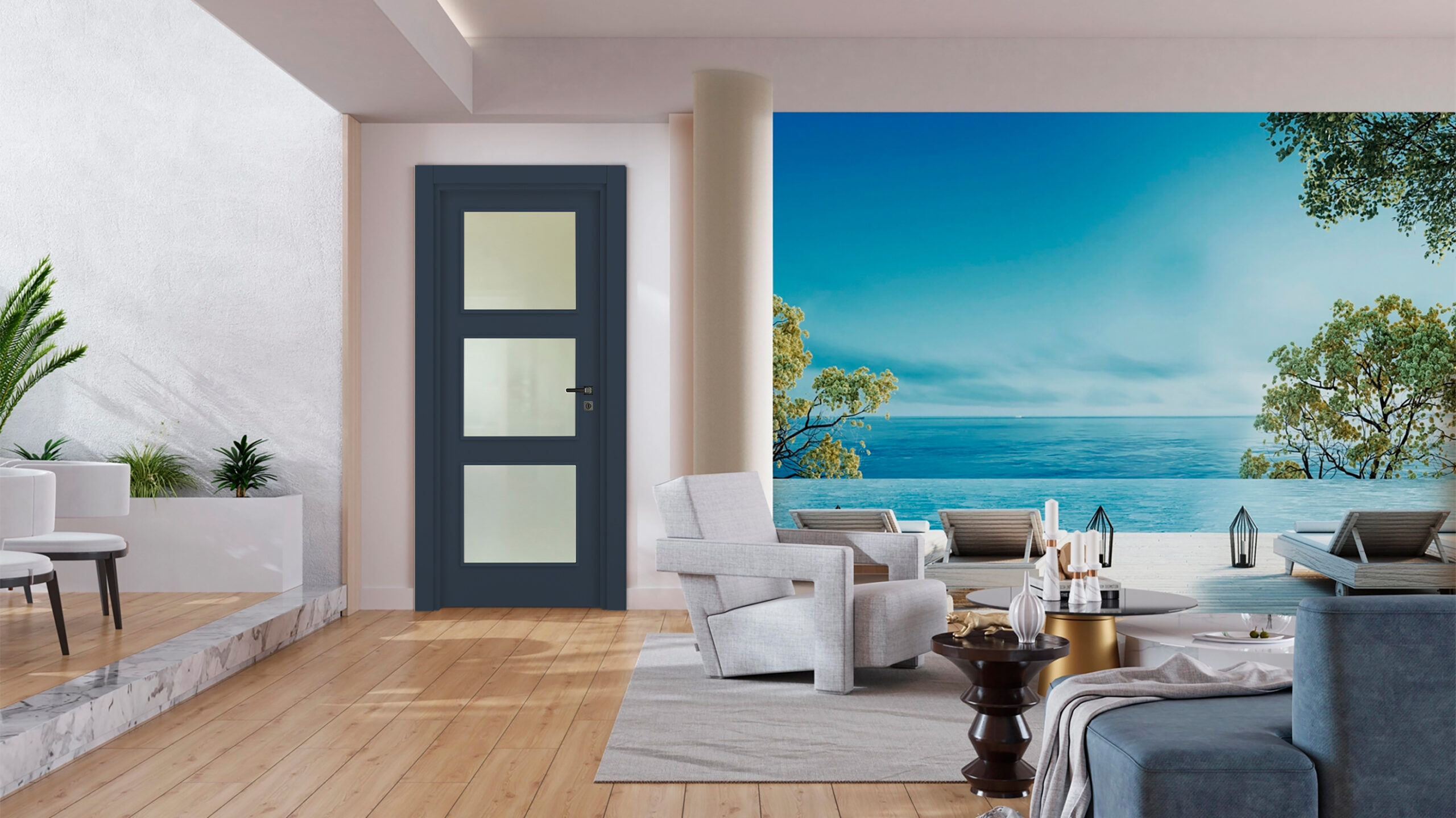 Vda-10 Belize Mavi Camlı Kapı