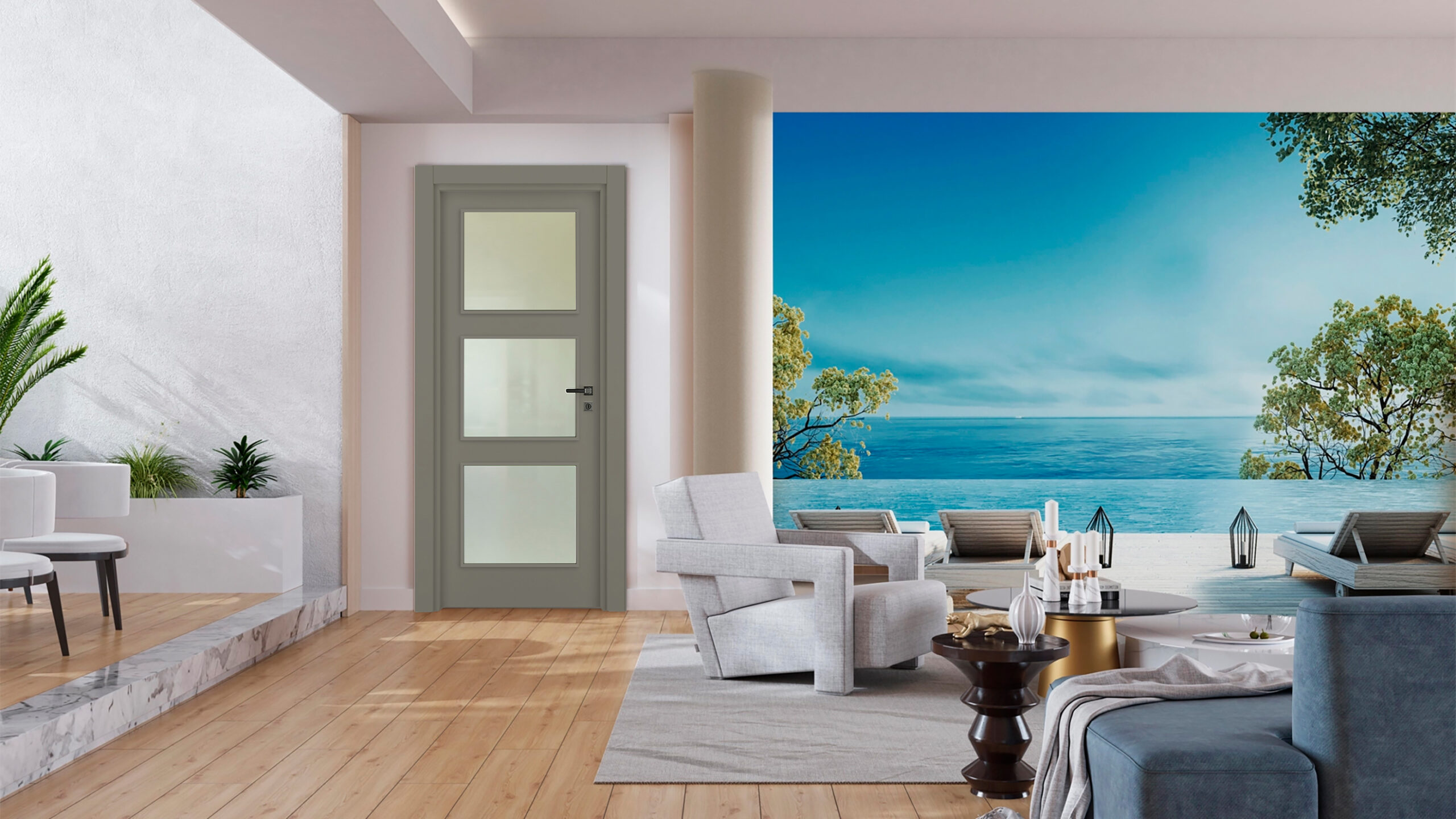 Vda-10 Haki Gri Camlı Kapı