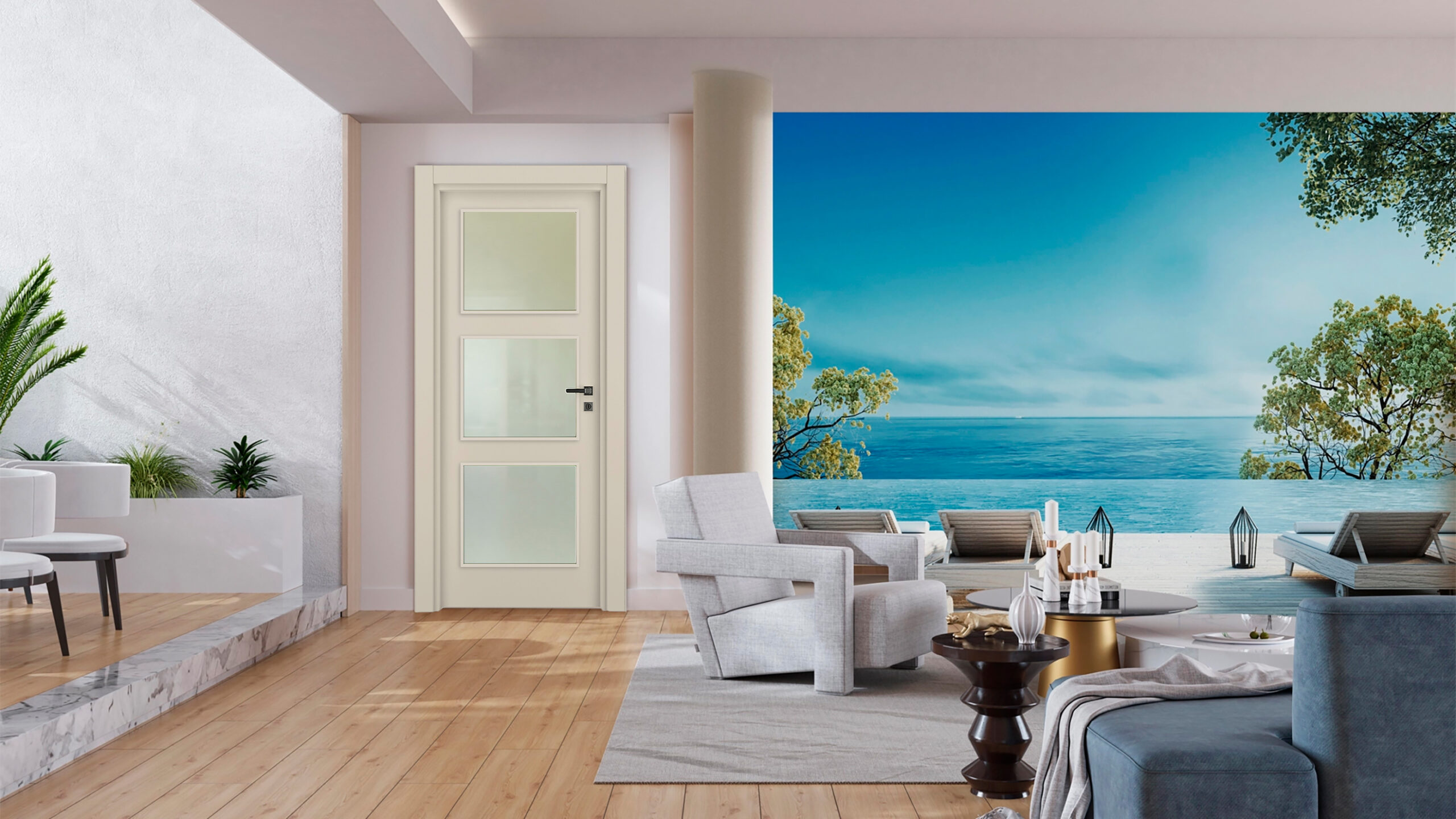 Vda-10 Soft Bej Camlı Kapı