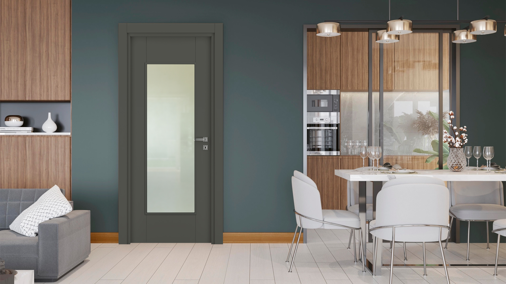 Vda-50 Modern Antrasit Camlı Kapı