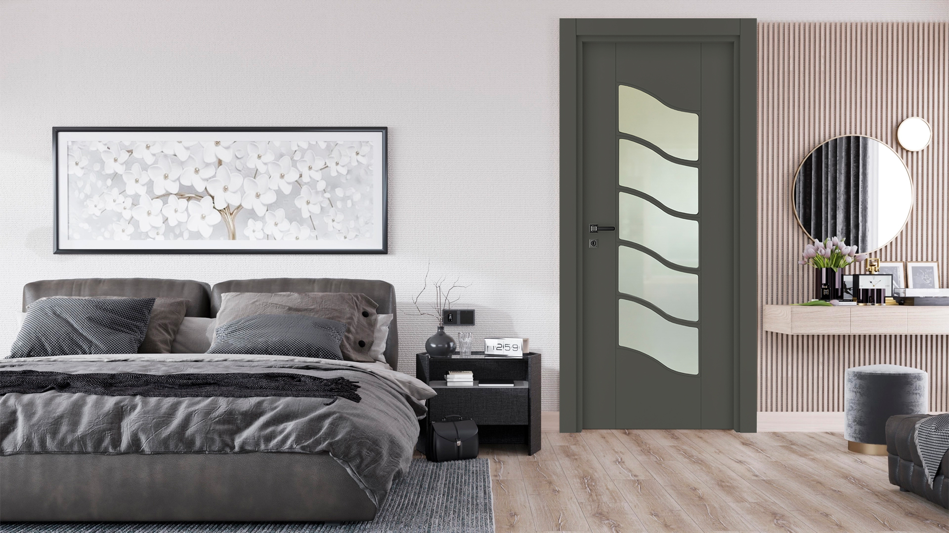 Vda-60 Modern Antrasit Camlı Kapı