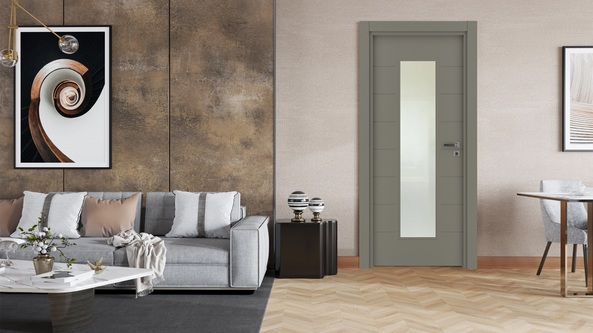 Vda-70 Haki Gri Camlı Kapı