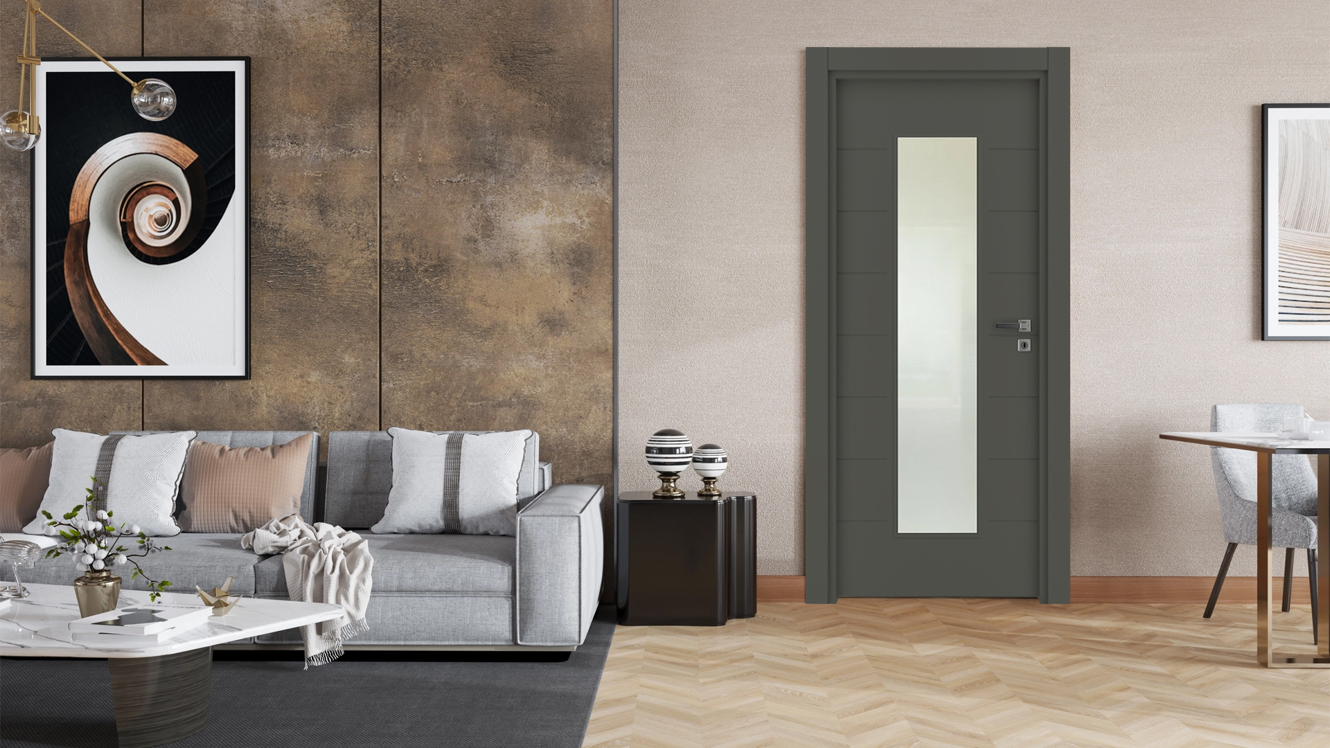 Vda-70 Modern Antrasit Camlı Kapı