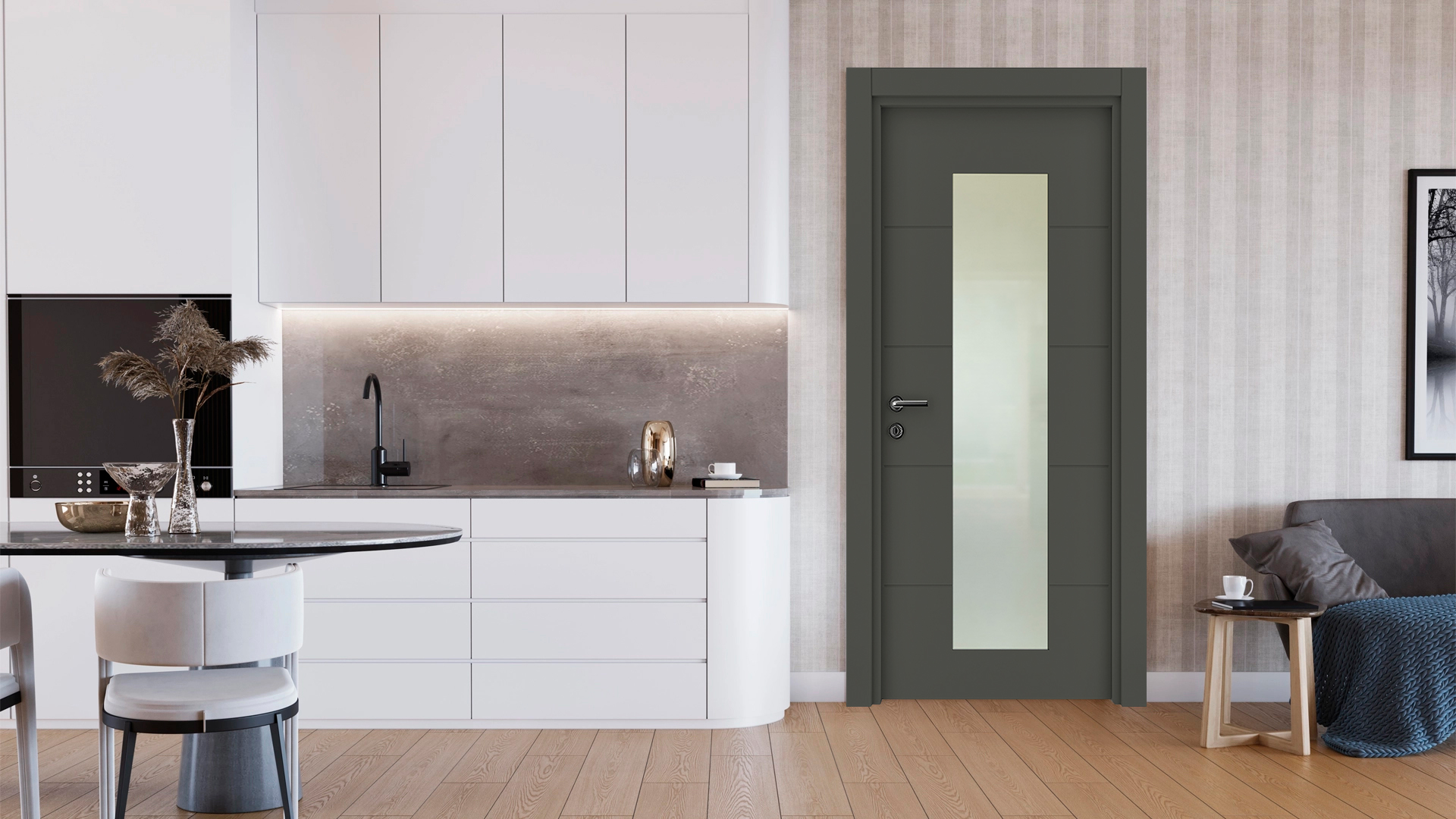 Vda-80 Modern Antrasit Camlı Kapı