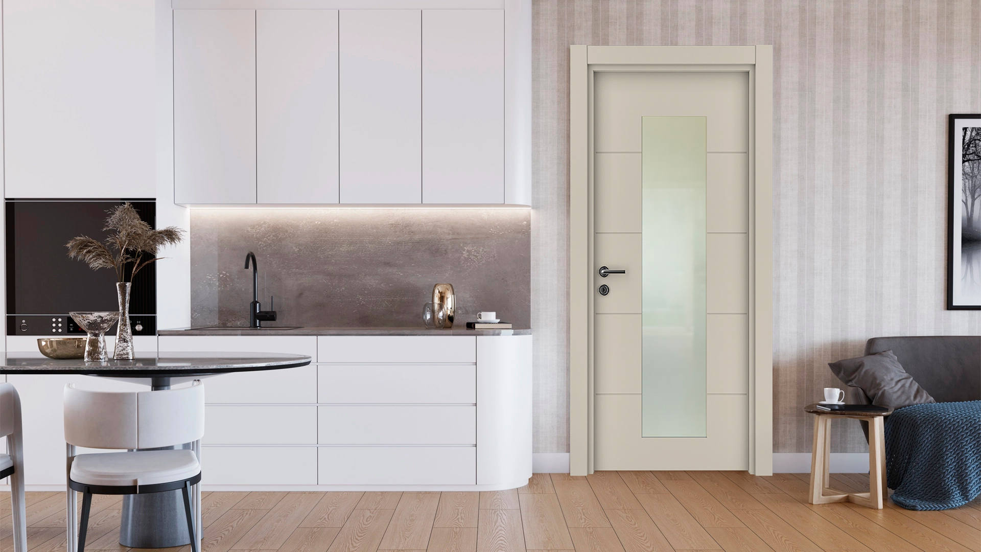 Vda-80 Soft Bej Camlı Kapı