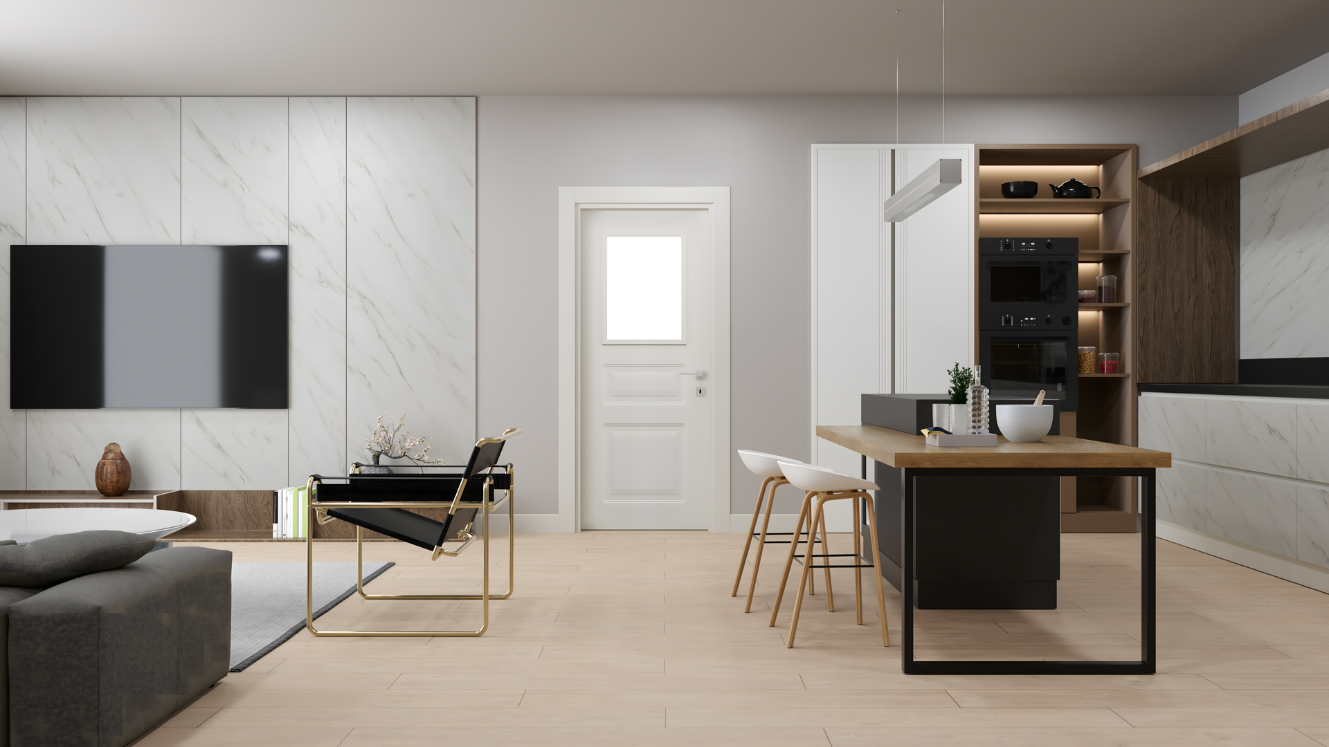 Atlas Doğal Bej Camlı Kapı