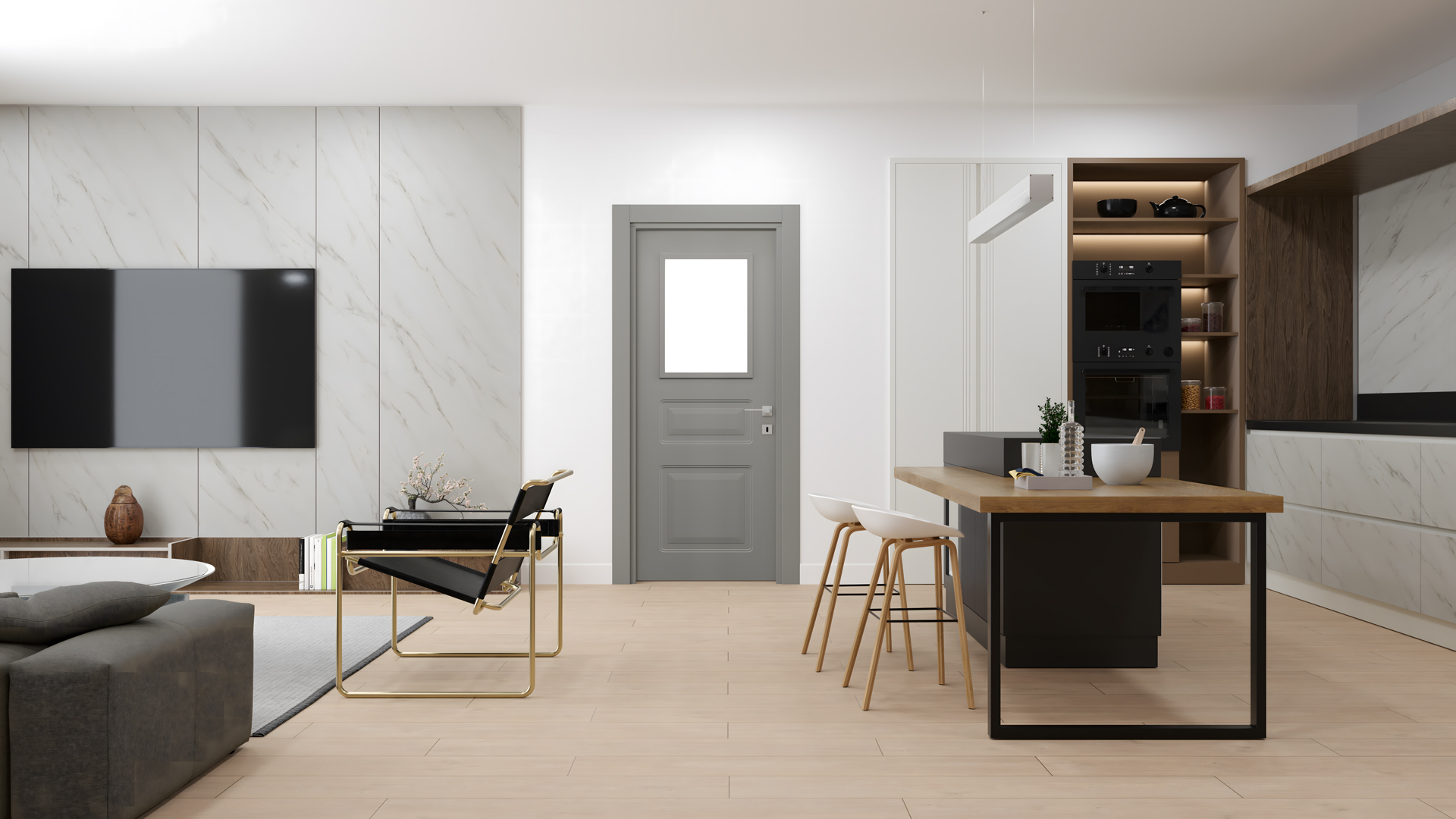 Atlas Naturel Gri Camlı Kapı