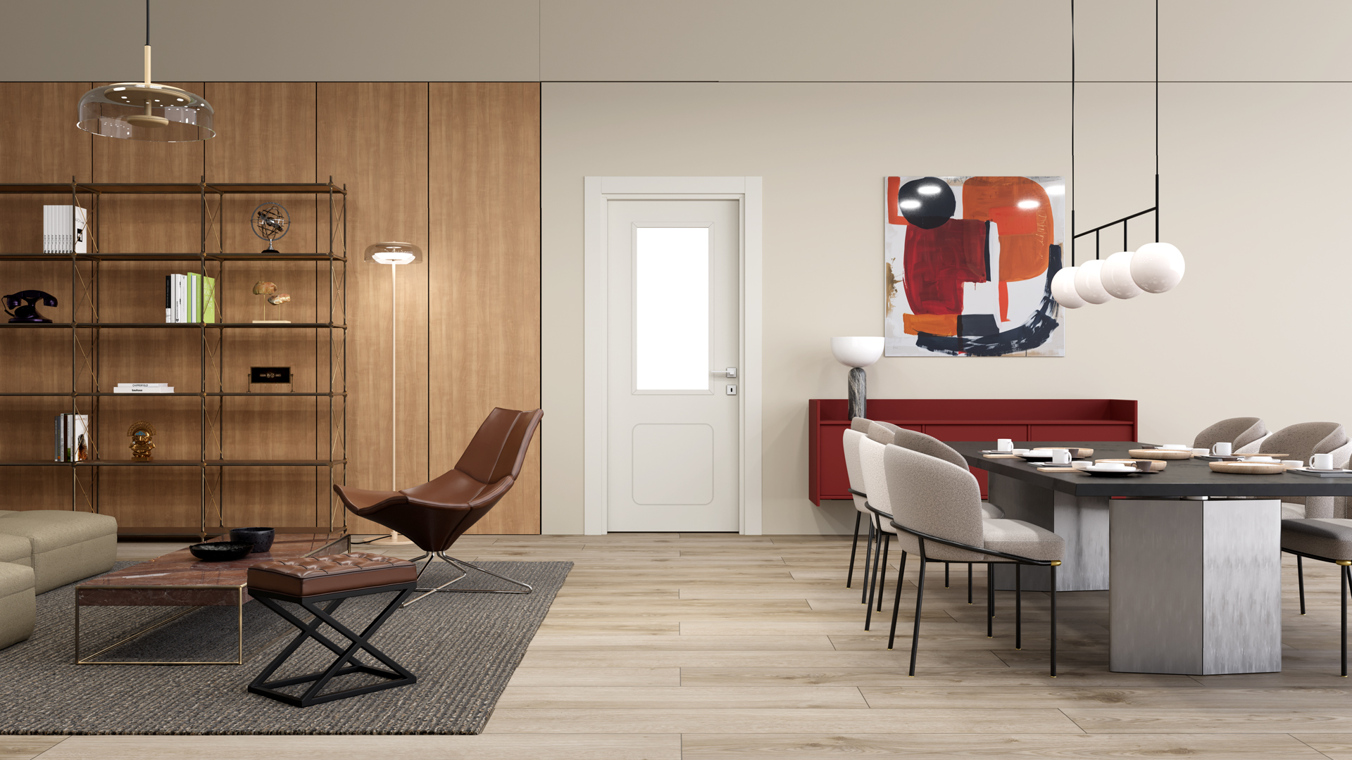 Aura Doğal Bej Camlı Kapı