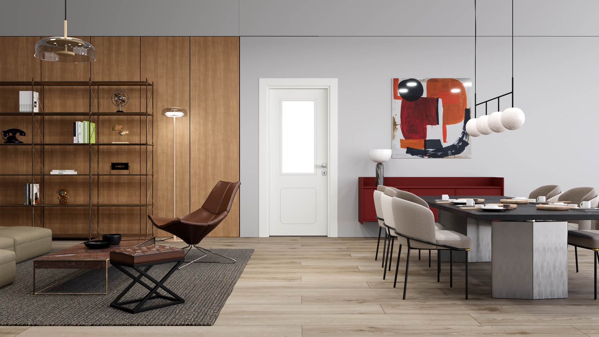 Aura Inci Beyaz Camlı Kapı