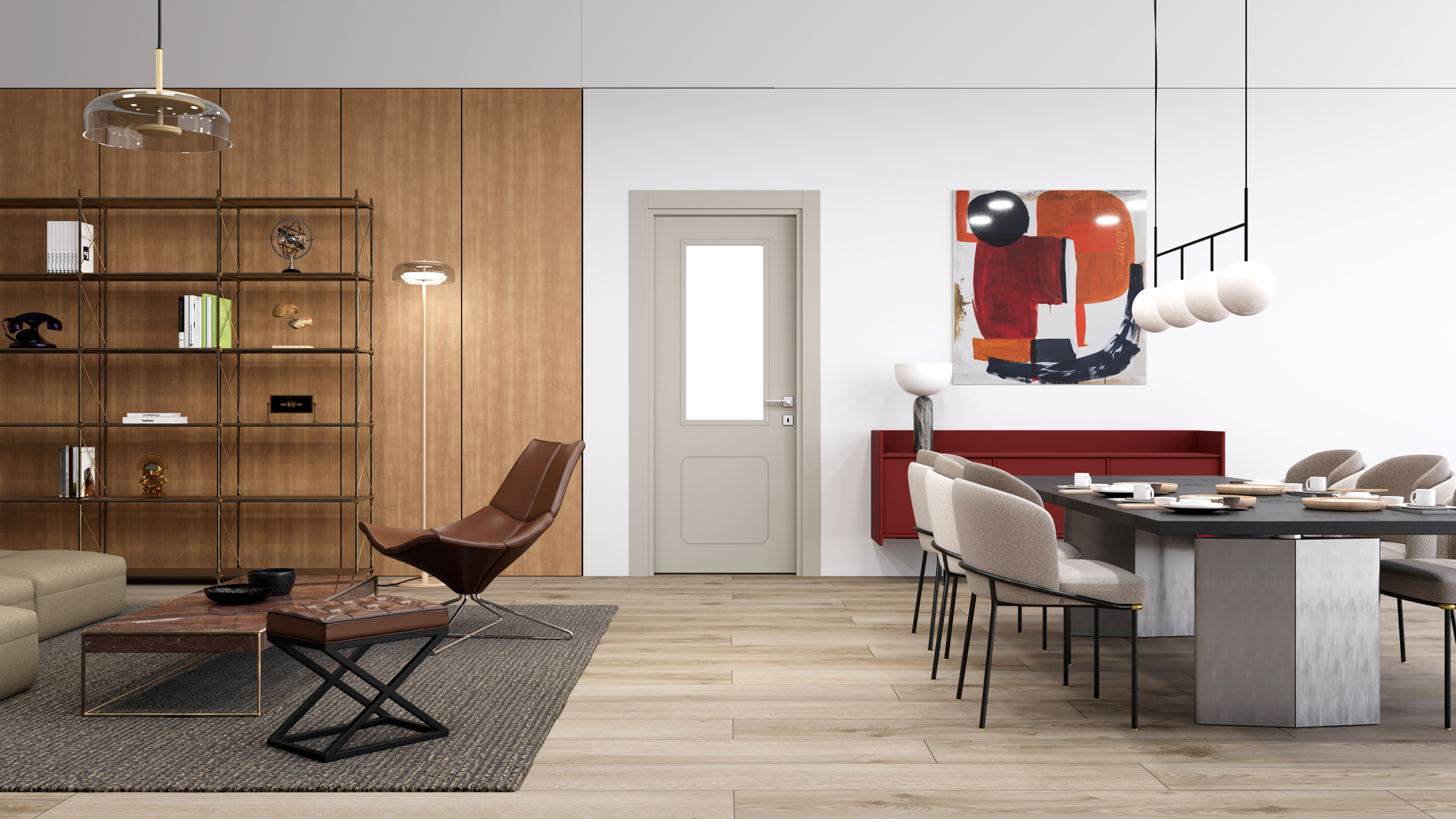 Aura Ipek Gri Camlı Kapı