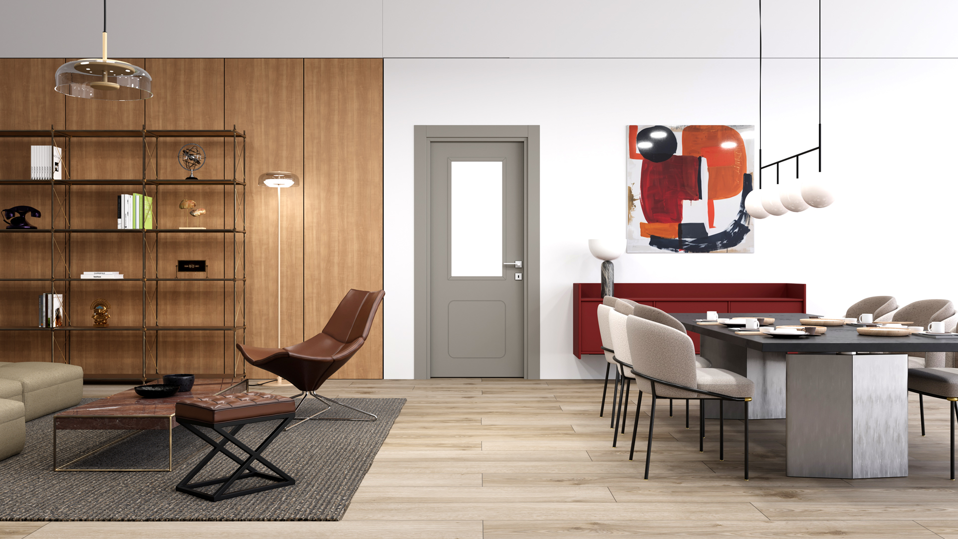 Aura Naturel Gri Camlı Kapı