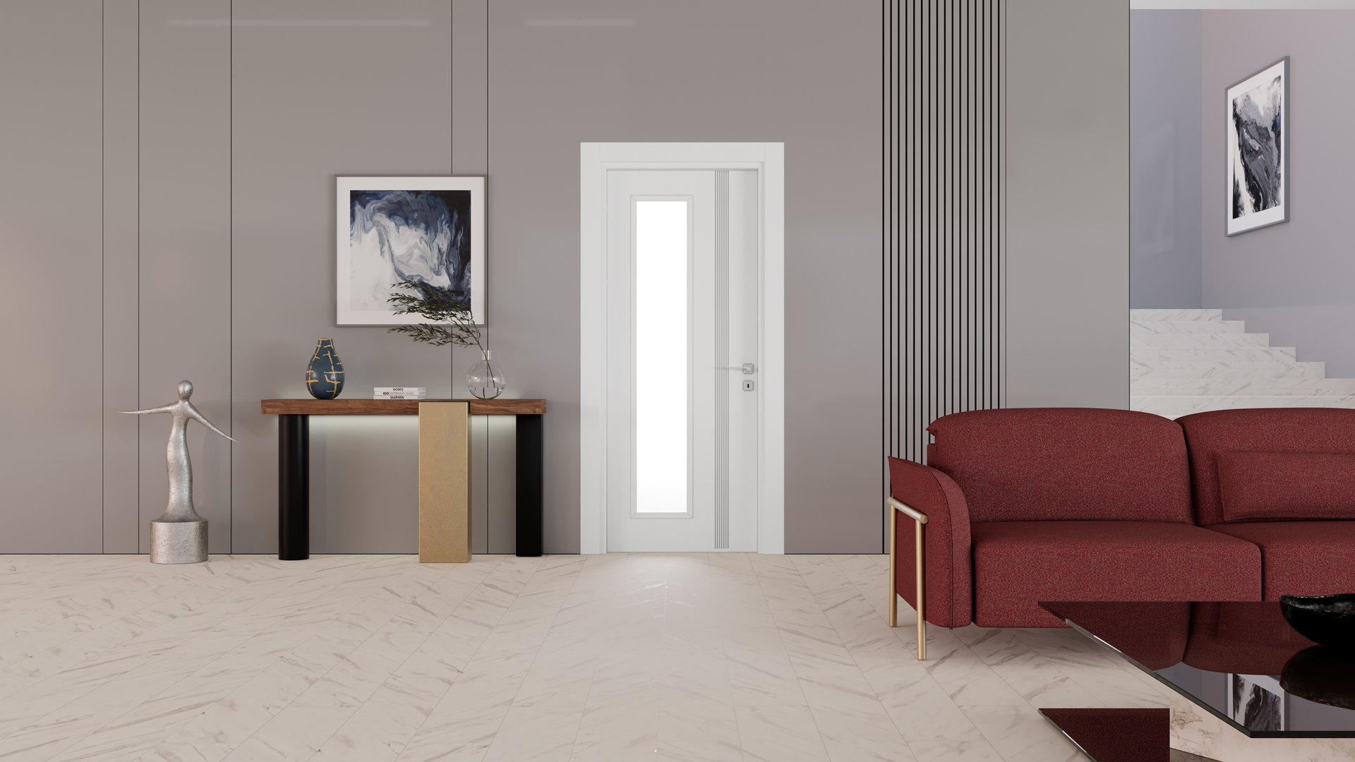 Soho Inci Beyaz Camlı Kapı