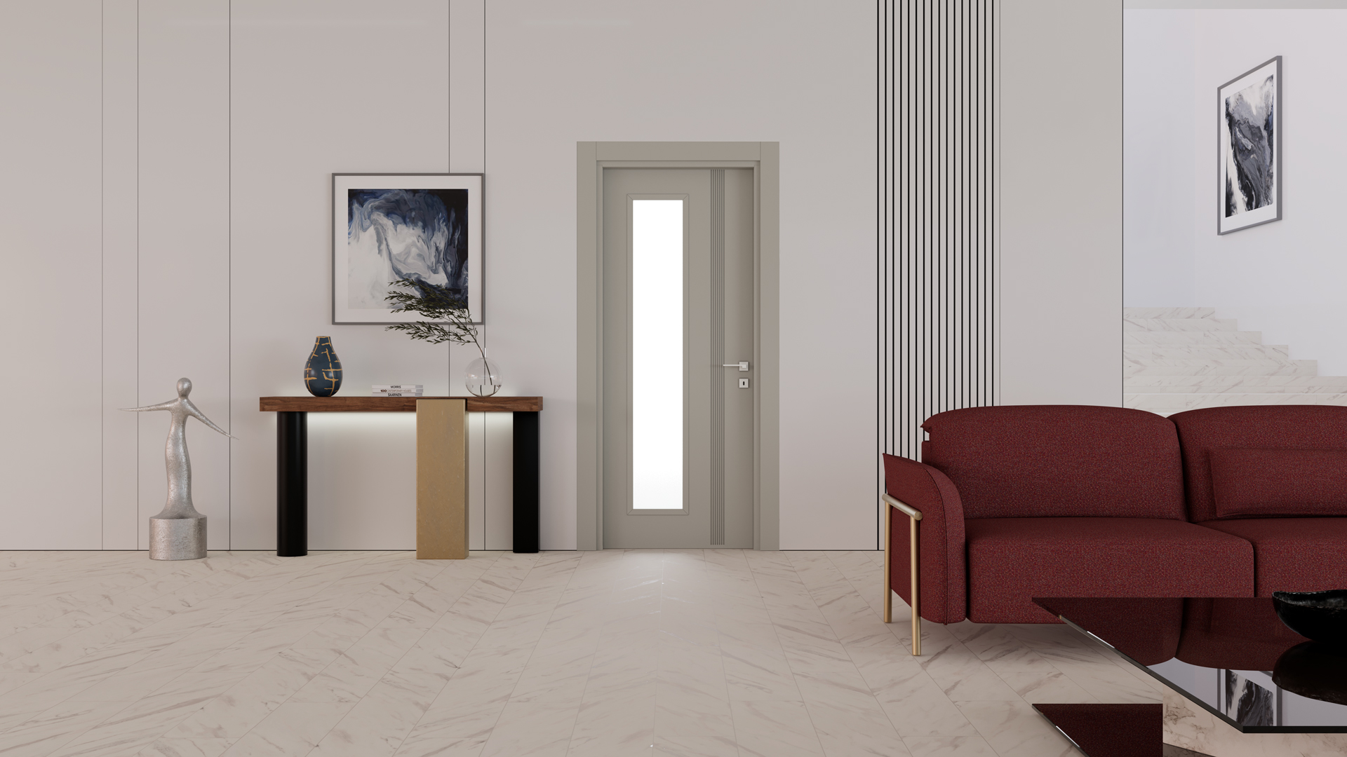 Soho Naturel Gri Camlı Kapı