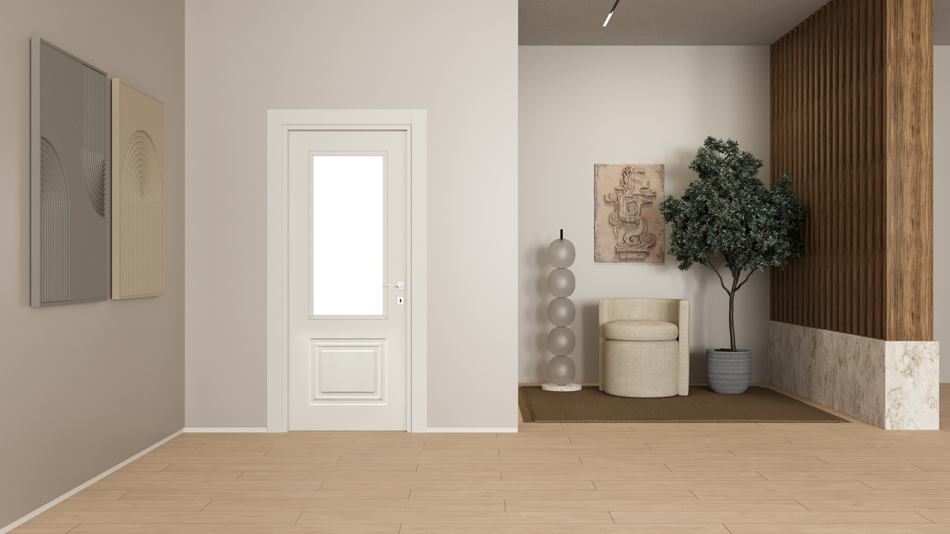 Sole Doğal Bej Camlı Kapı