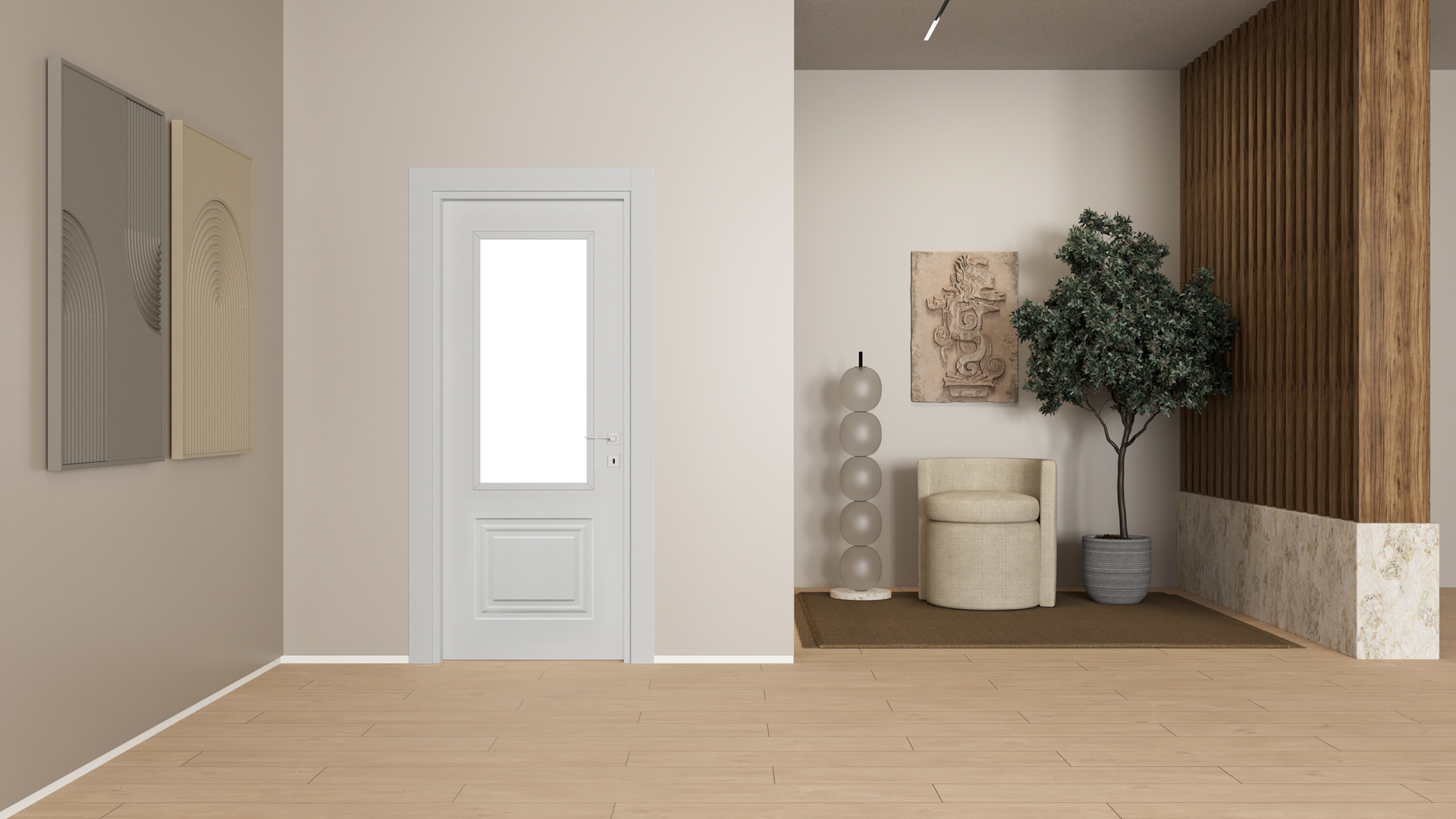 Sole Inci Beyaz Camlı Kapı