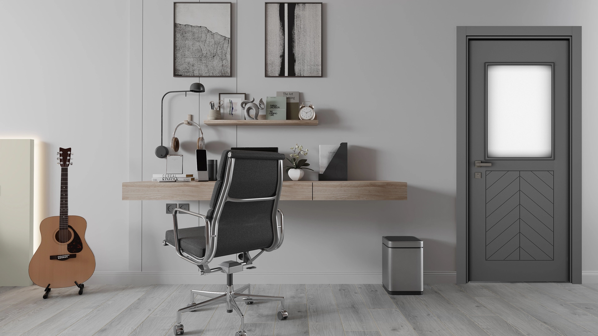 Fıshbone Haki Gri Camlı1 Kapı