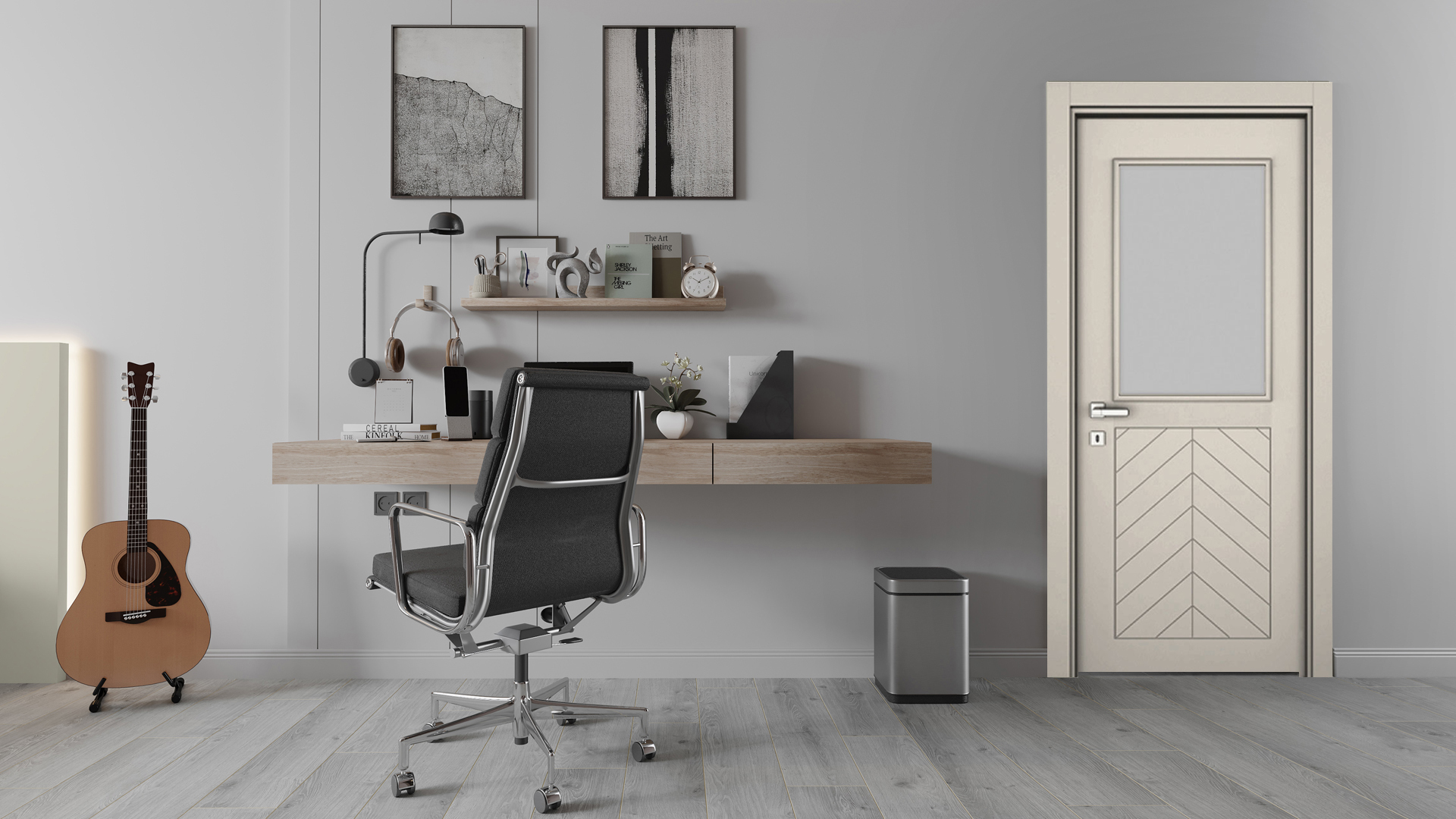 Fıshbone Soft Bej Camlı1 Kapı