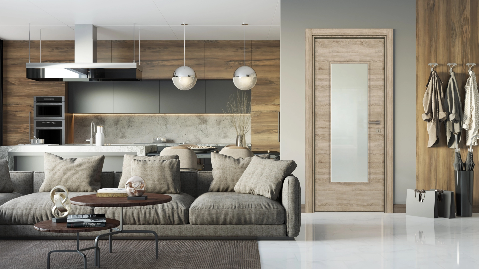 Gri Sonoma 50 Camlı Kapı