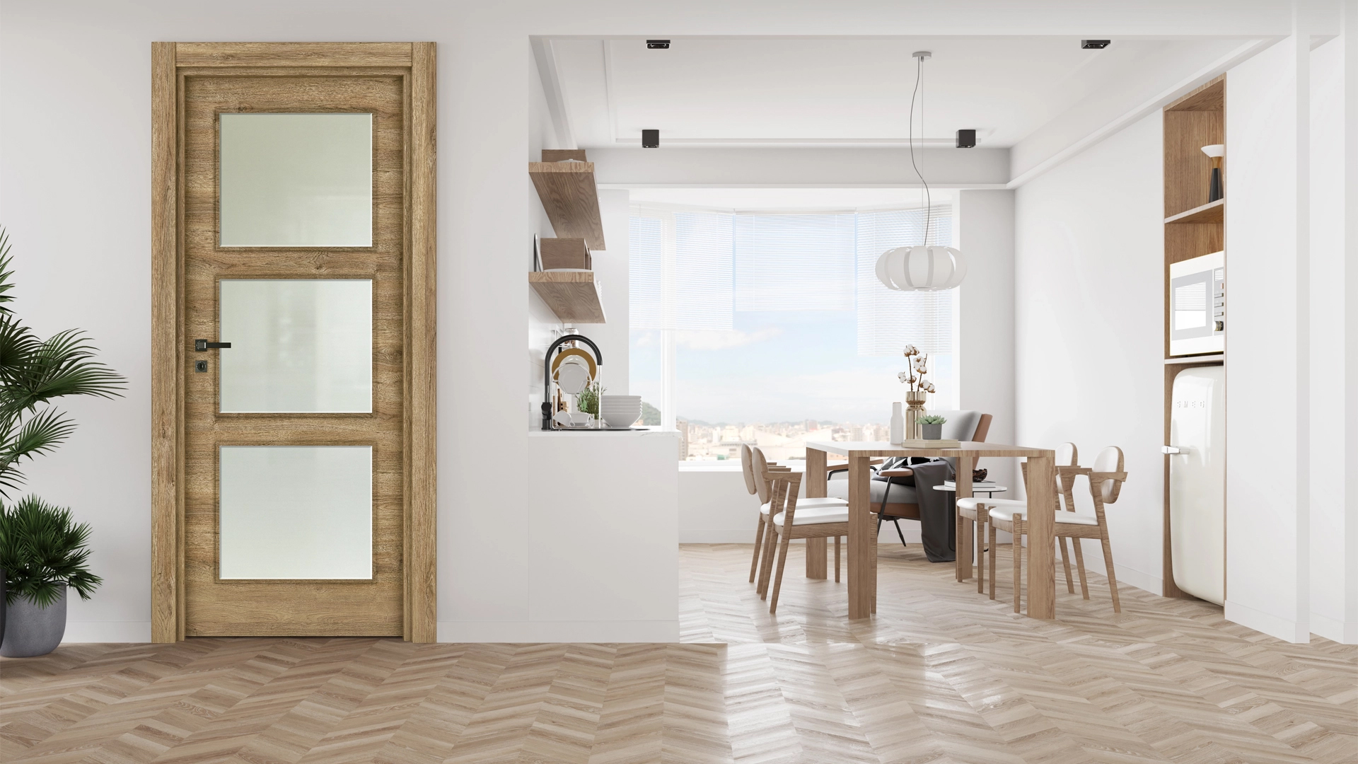 Hint Meşe 10 Camlı Kapı