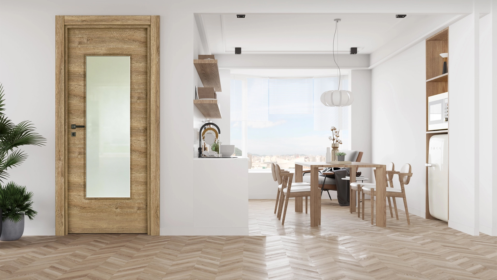 Hint Meşe 50 Camlı Kapı