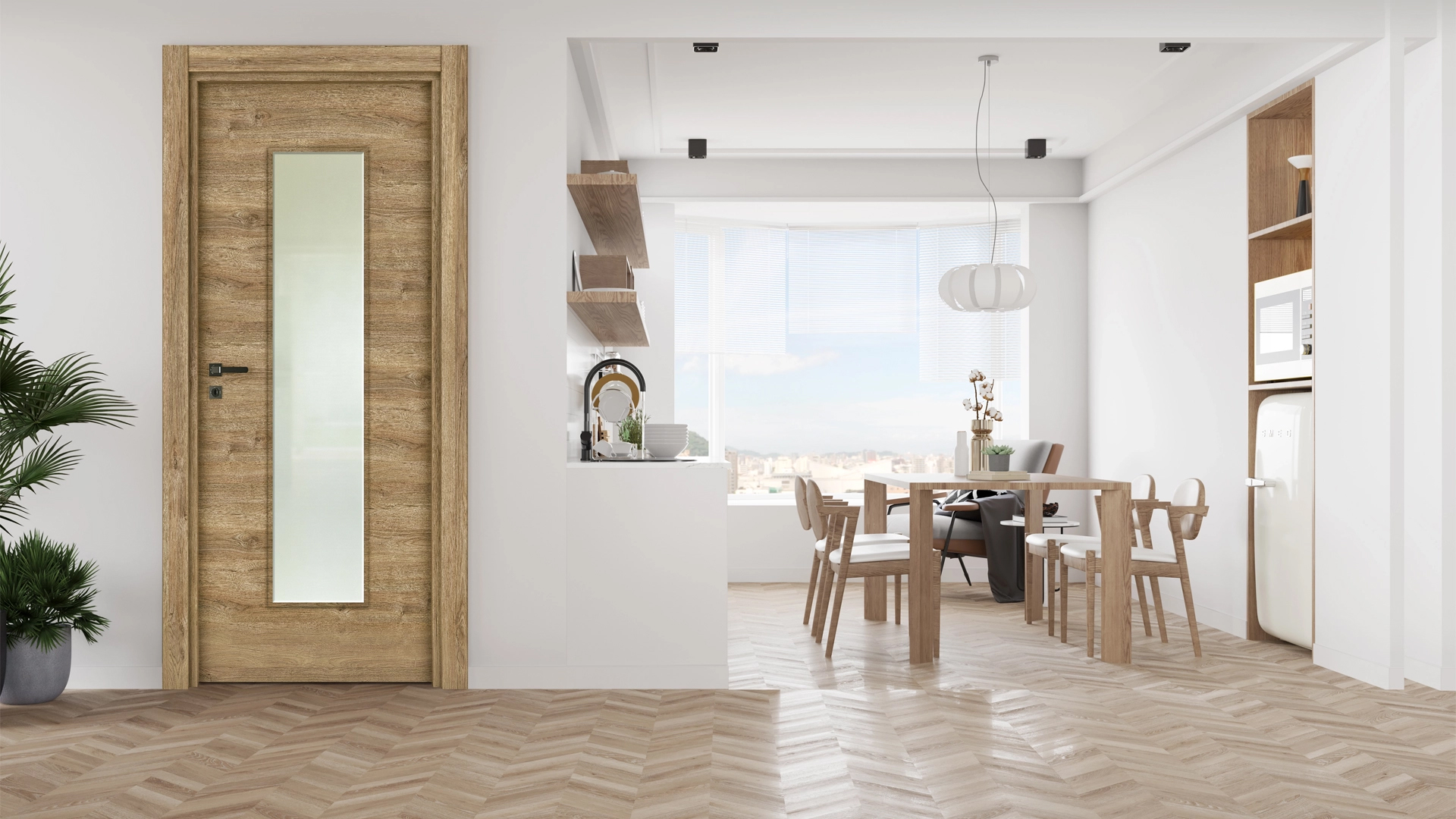 Hint Meşe 70 Camlı Kapı