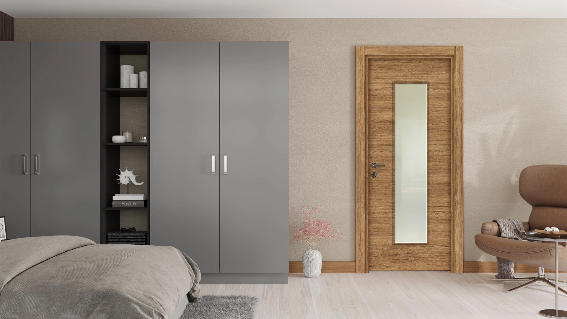 Teak 70 Camlı Kapı