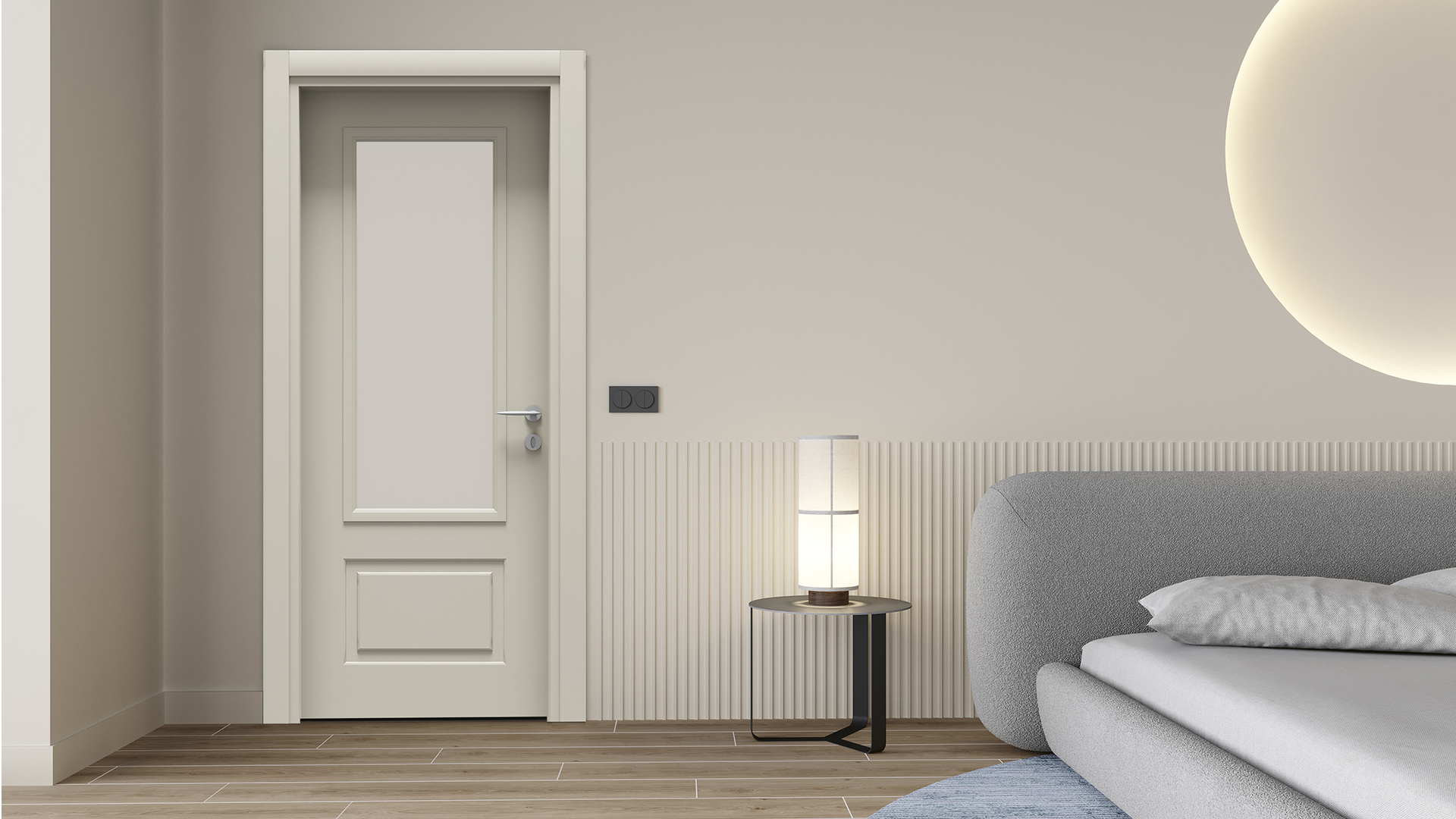 Style Soft Bej Camlı Kapı