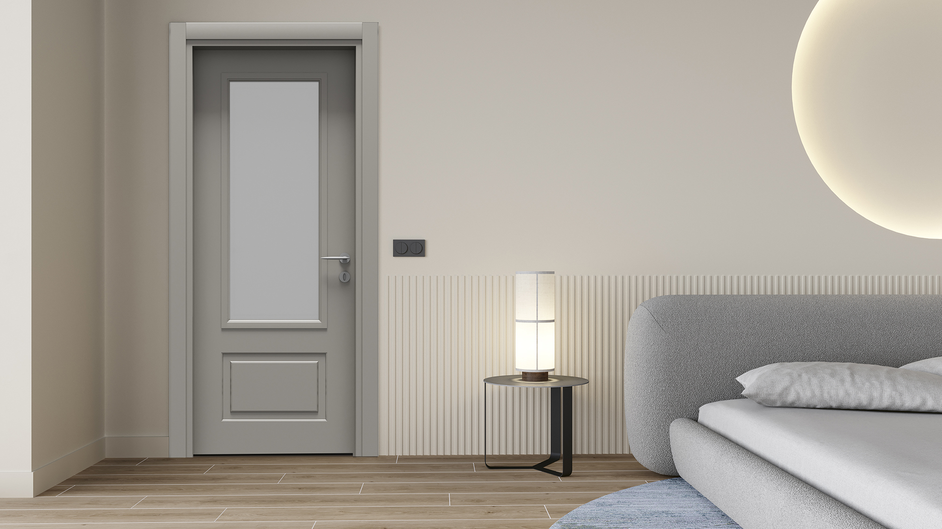 Style Haki Gri Camlı Kapı