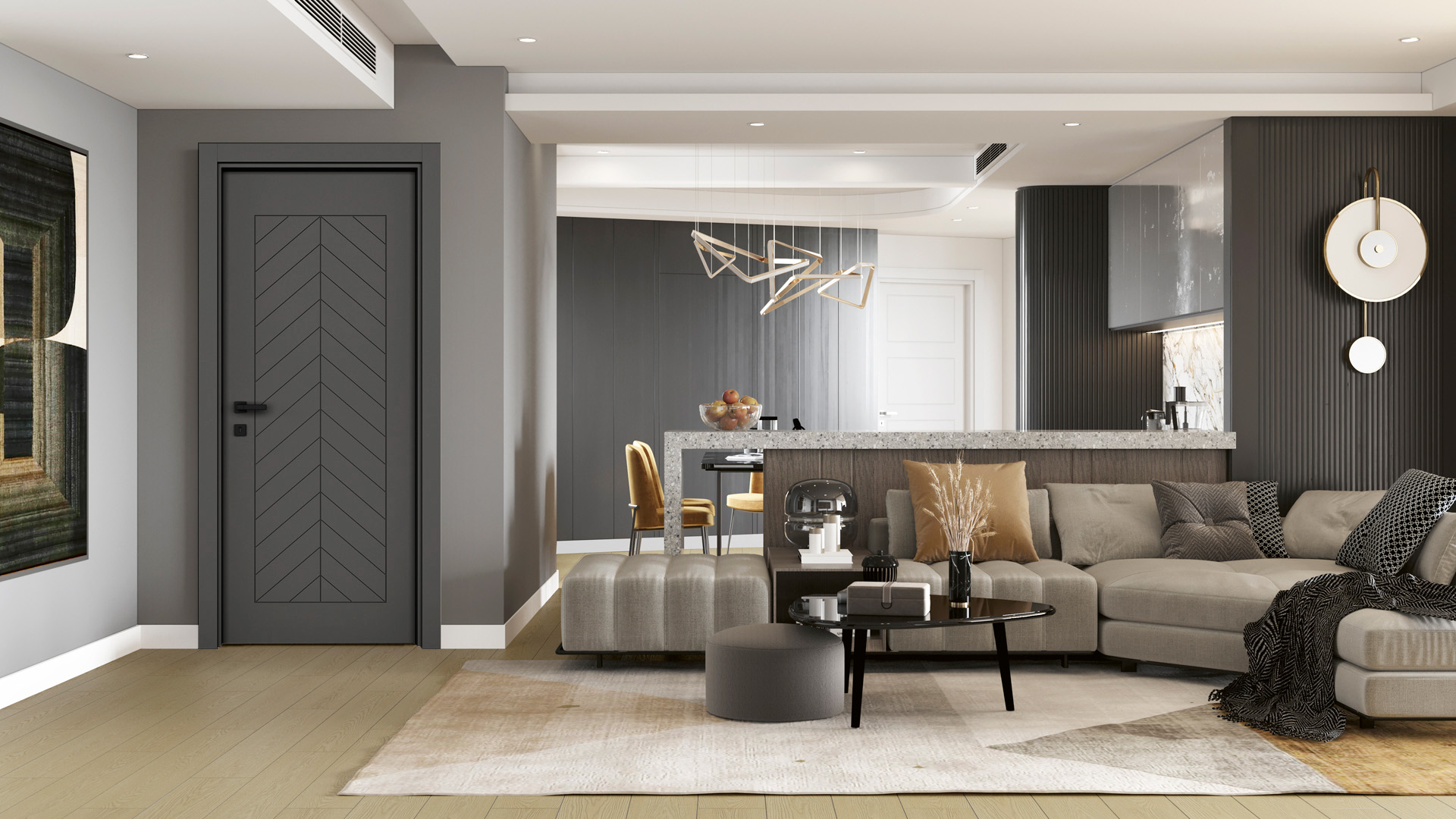 Fıshbone Haki Gri Kapı