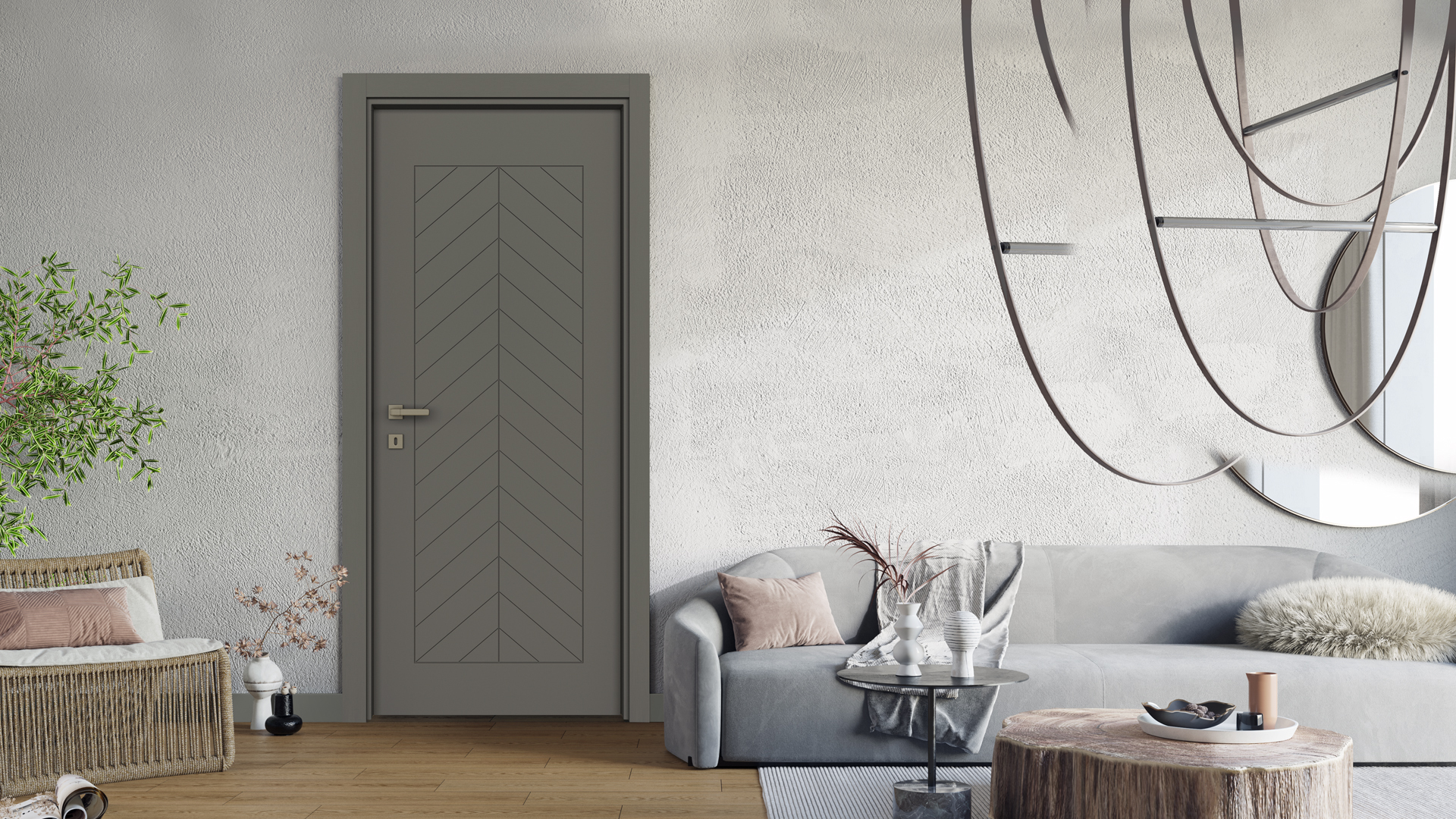 Fıshbone Modern Antrasit Kapı